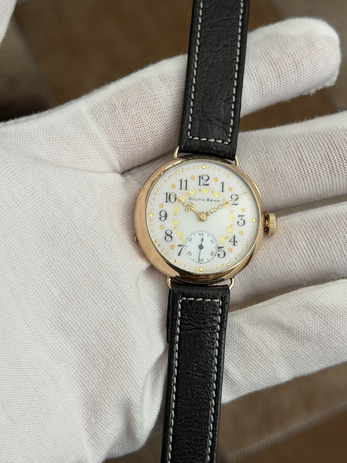 Vintage South Bend Keystone Art Deco Fancy Enamel Dial Men’s Classic Dress Watch
