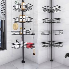 4-tier Adjustable Corner Shower Caddy Organizer with Hook Rustproof Tension Pole