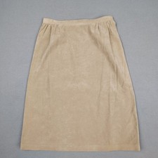 Vintage Faux Suede Leather Skirt Women Small 4 Tan Over Knee Boho Cowgirl USA