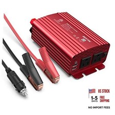 500W Power Inverter DC 12V to 110V AC Converter with Alligator Battery Red