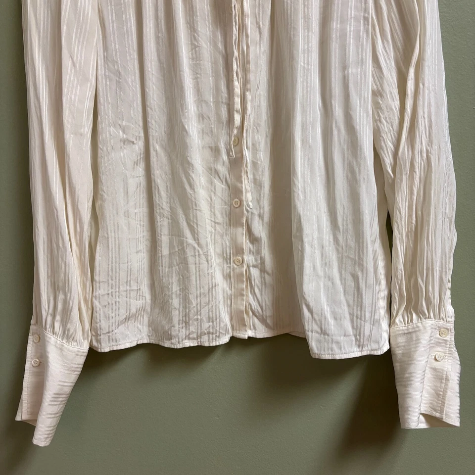 Blusa top de seda con montura para mujer talla SP manga larga abotonada silenciosa de lujo dinero antiguo Foto 3 de 4