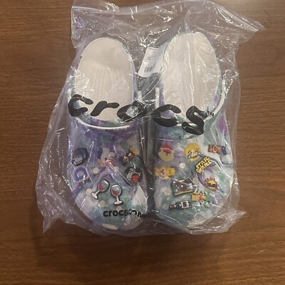 Crocs White Tie dye With 16 Charms Men s 11 Star Wars Care bear Bart And More
