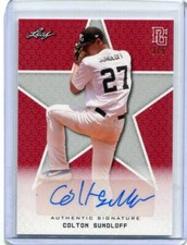 2020 Leaf Perfect Game Autographs Red Colton Sundloff Auto 3/5