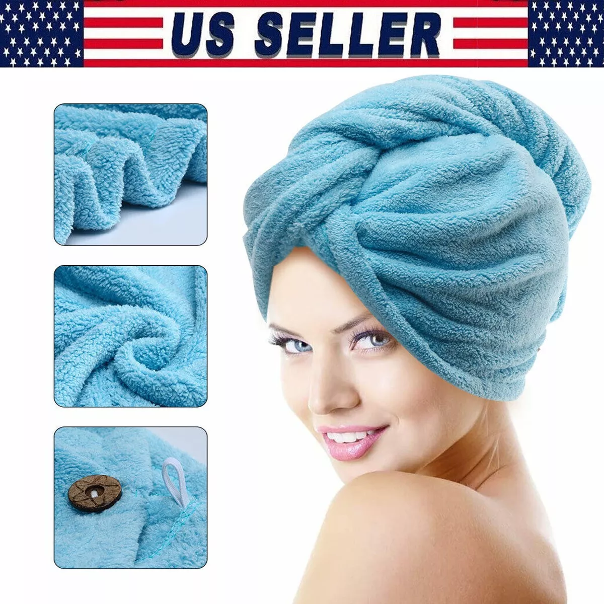 Microfiber Hair Wrap Towel Drying Bath Spa Turban Wrap Quick Dry