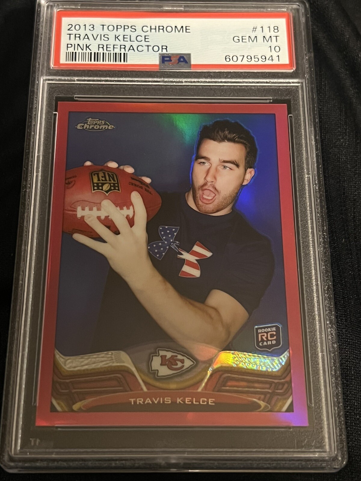 TRAVIS KELCE 2013 TOPPS CHROME PINK REFRACTOR /399 ROOKIE RC PSA 10 GEM MINT
