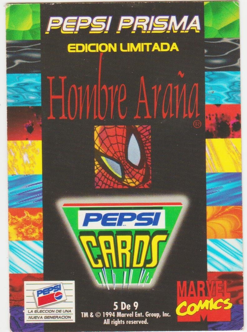 1994 Marvel Pepsi Cards Spider-Man Hombre Arana Insert Hologram