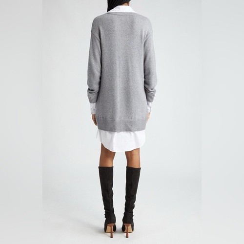 New Cinq a Sept Embroidered Collar Santina Long Sleeve Sweater Shirt Dress XS - Picture 3 of 16