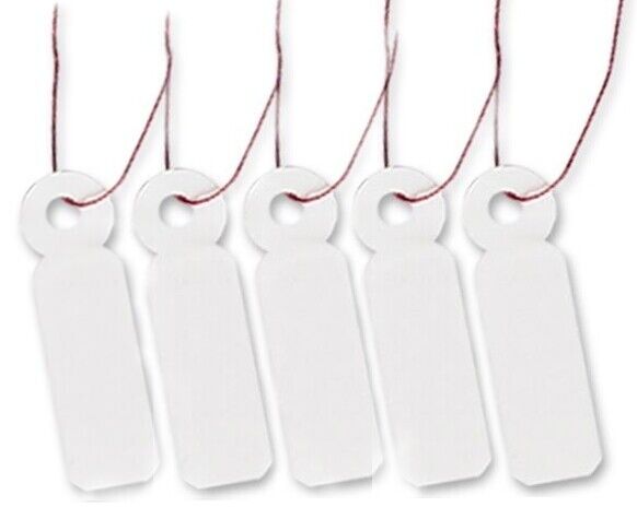 White Merchandise Price Tags w/ String Retail Jewelry Strung Large