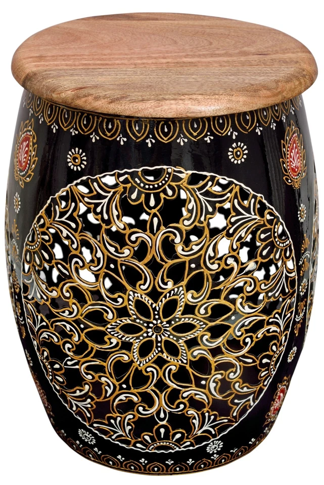 Hand Painted Iron Big Stool / Mudda / Table Decor for home / Office - Multicolor - Image 3 of 4