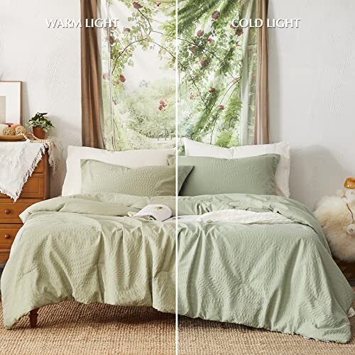 Queen Comforter Set, Bed in a Bag 7Pieces, Queen (90"x90") Sage Green