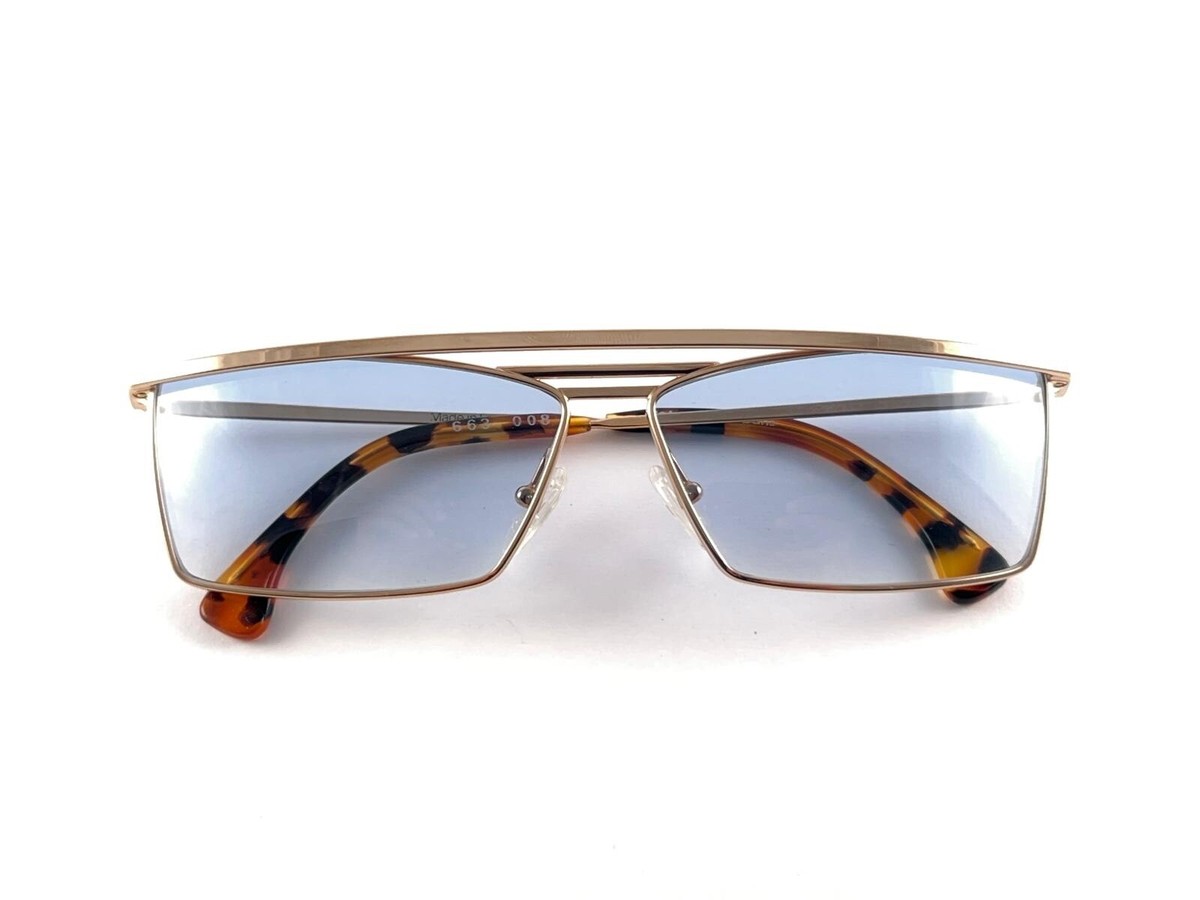 NEW VINTAGE ALAIN MIKLI RECTANGULAR GOLD FRAME SUNGLASSES 
