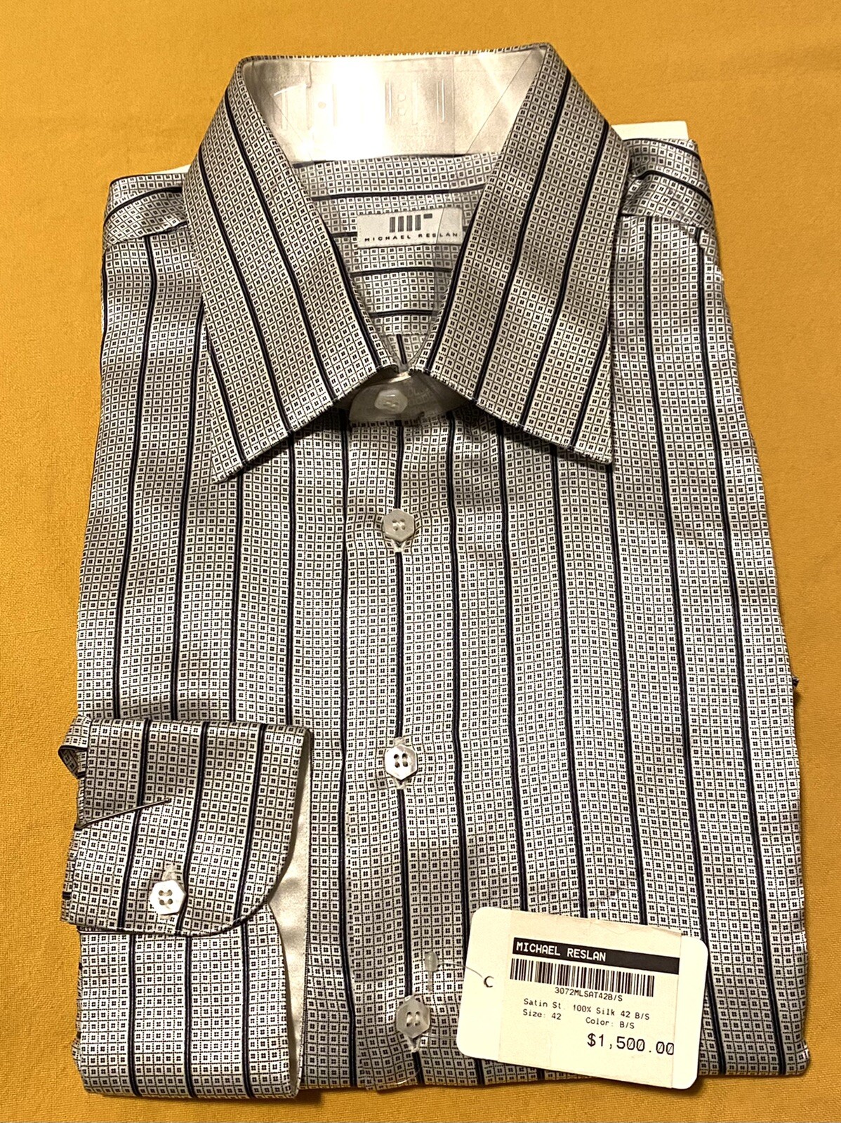 New Michael Reslan Italy 100% Silk Men’s Dress Shirt Size 42 With Tags ...