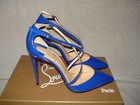 100% AUTH NEW WOMEN LOUBOUTIN CROSS BLAKE 100 BLUE PATENT HEEL SANDALS US 7 — photo 5