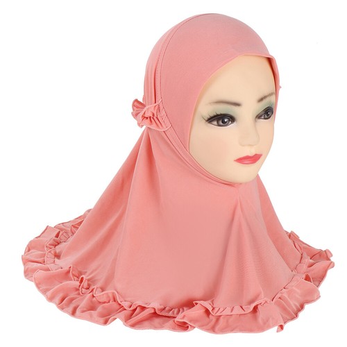 Girls Hijab Crinkles Muslim Shawl Turban Caps Fit 3-6 Years Childrens Headwraps - Picture 4 of 28