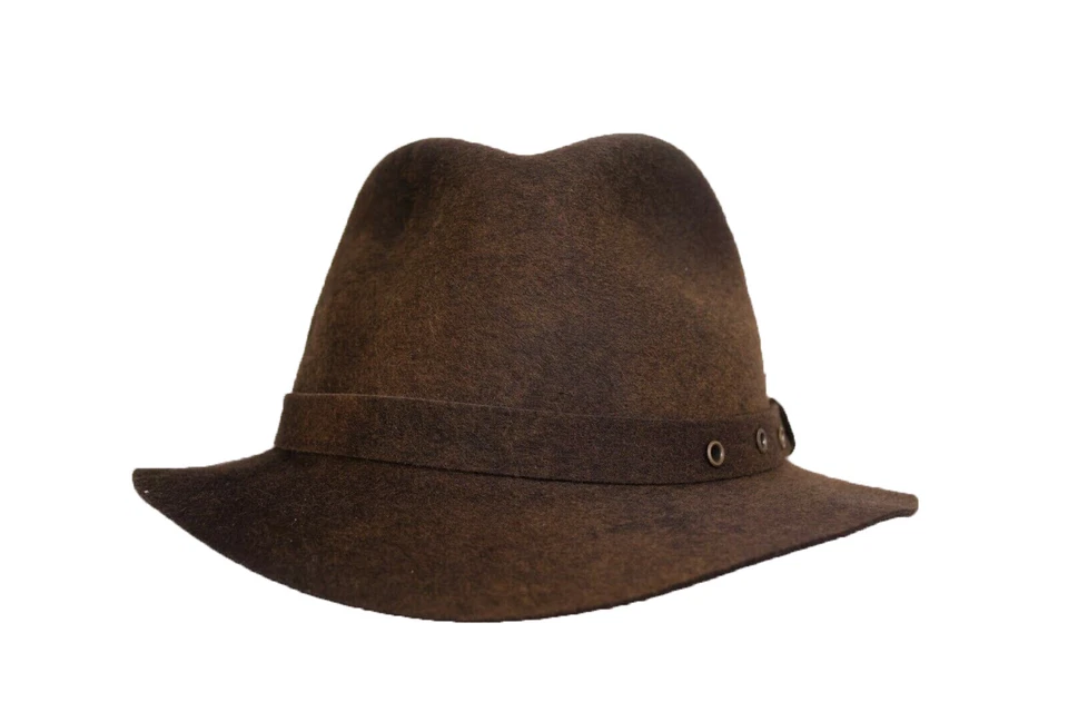 Wigens Nuevo con Etiquetas 100% Lana Marrón y Verde Desteñido Fedora Talla M 58, 7 y 1/4 Foto 4 de 4