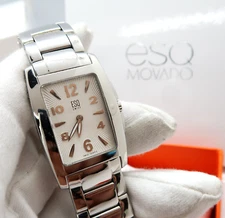 ESQ by MOVADO Starburst Dial, Rectangle 7.25" SS Band UNISEX WATCH, w/BOX R22-95