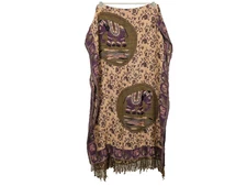 100% Pure Original KASHMIRI Shawl elephant camel floral  74" x 27"