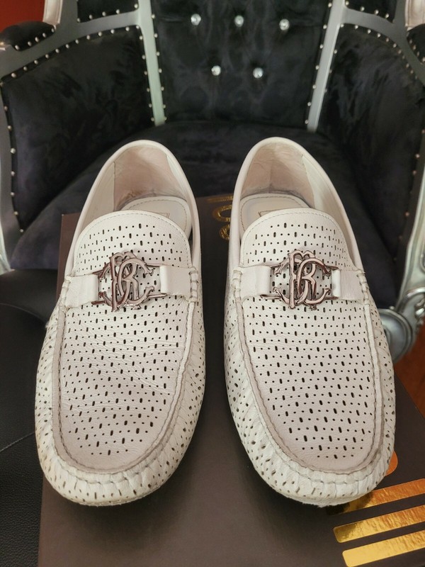 Roberto Cavalli Mens White Loafers Shoes Perforated Size 41 8