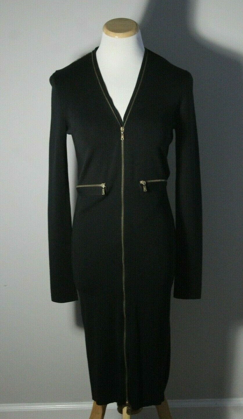 Abito Yves Saint Laurent Maglia Nera Cerniera Manica Lunga Made in Italy