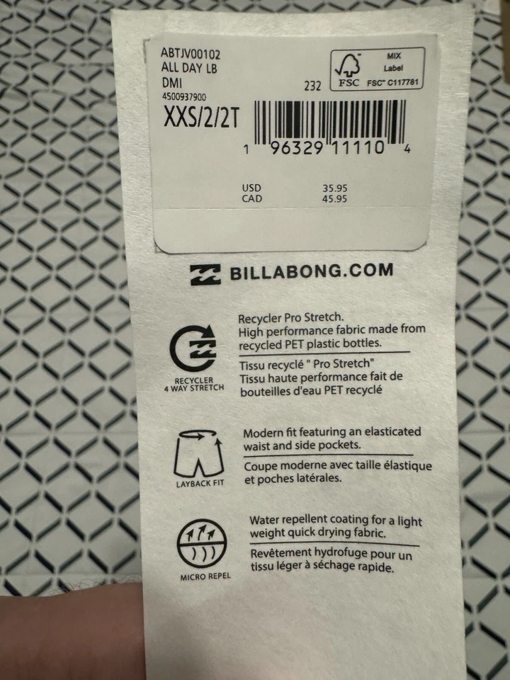 SHORTS 2T BILLABONG ALL DAY TODDLER BOYS (azul-petróleo) ELÁSTICO WASTEBAND - Imagem 3 de 4