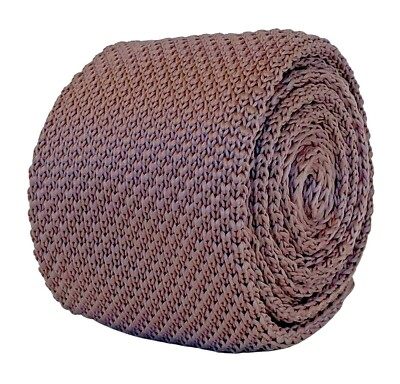 Frederick Thomas Designer Taupe Brown Herren Gestrickt Krawatte