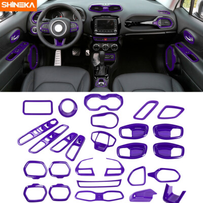 27pcs Full Set Interior Decoration Trim Cover for Jeep Renegade 2016-2018 Purple