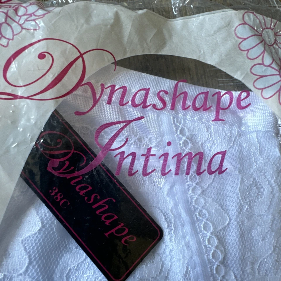 Juego de 2 sujetadores vintage NUEVO STOCK ANTIGUO Dynashape Intima 38C encaje blanco Foto 4 de 4