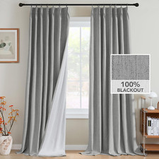 Heather Dove Gray Pinch Pleated Blackout Curtains 96" - 2 Panels, Thermal Insula