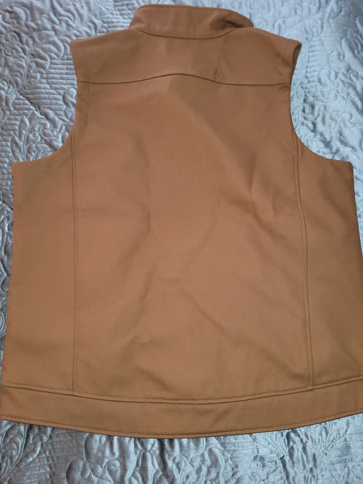 TRIDENT Lined Vest Mens 2XL Work Duct Canvas Brown Full Zip W/Pockets NWOT Foto 2 de 4