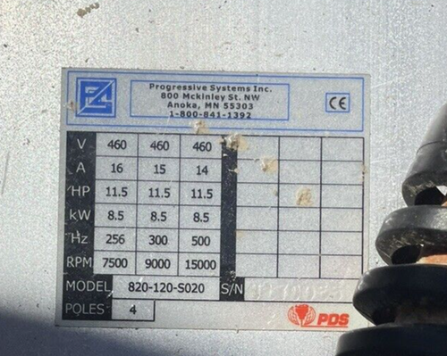 PDS Spindle Model 820-120-S020 H.P. 11.5 - Picture 2 of 6