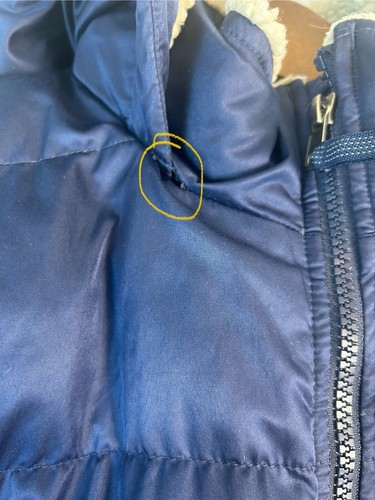 Patagonia Jacket Girl Large 12 Navy Down for Fun Puffer Parka Sherpa Hood Pocket - Picture 19 of 21