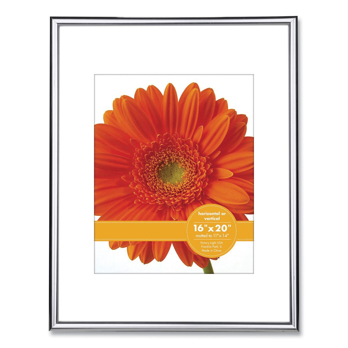 Metallic Poster Frame with Mat, 11 x 14 Insert, Silver/Black Metallic Poster Frame with Mat, 11 x 14 Insert, Silver/Black