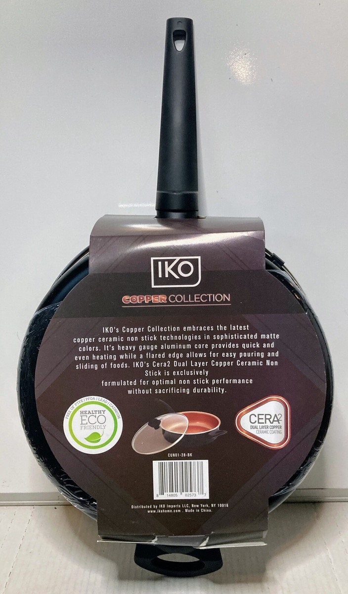 IKO 3.5 Qt Copper Ceramic Sauté Pan Even Heat, Stain Resistant