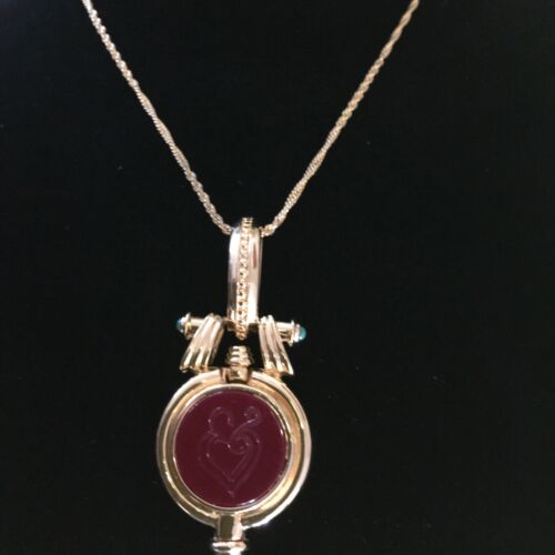 Joan Rivers for TOVA Perfume Pendant Necklace 3" Gold Tone Chain 20" - Picture 2 of 9