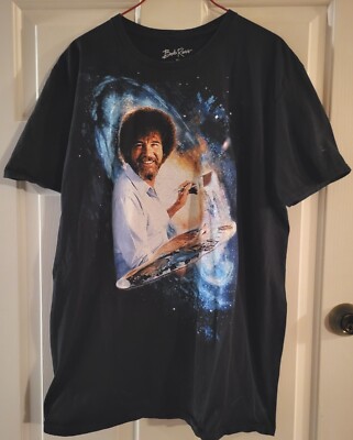 Bob Ross Universe Adult Black T-Shirt Multicolor Unisex Sz XL