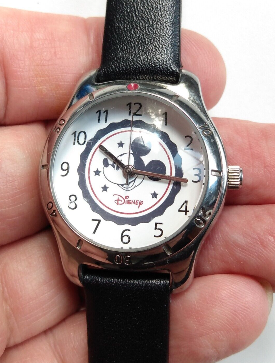 SII Seiko Disney Mickey Mouse black leather watch NEW BATTERY Mickey Mouse Disney Watch SII Marketing by Seiko Mu0107 Flip  main image 4