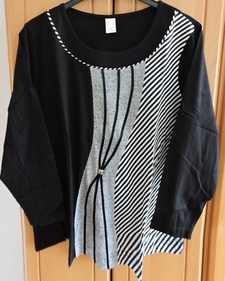 AproductZ Damenshirt  Gr. 50  schwarz verschiedene Mustereinsätze sehr edel