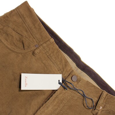 Zanella NWT 5 Pocket Jean Cut Pants Size 34 US Martin Solid Brown Cotton Blend