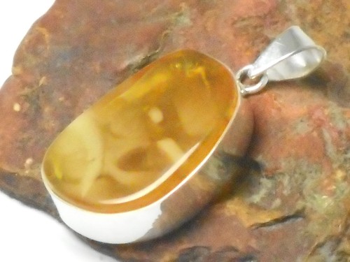 AMBER Sterling Silver 925 Gemstone PENDANT - Gift Boxed! - Picture 5 of 6