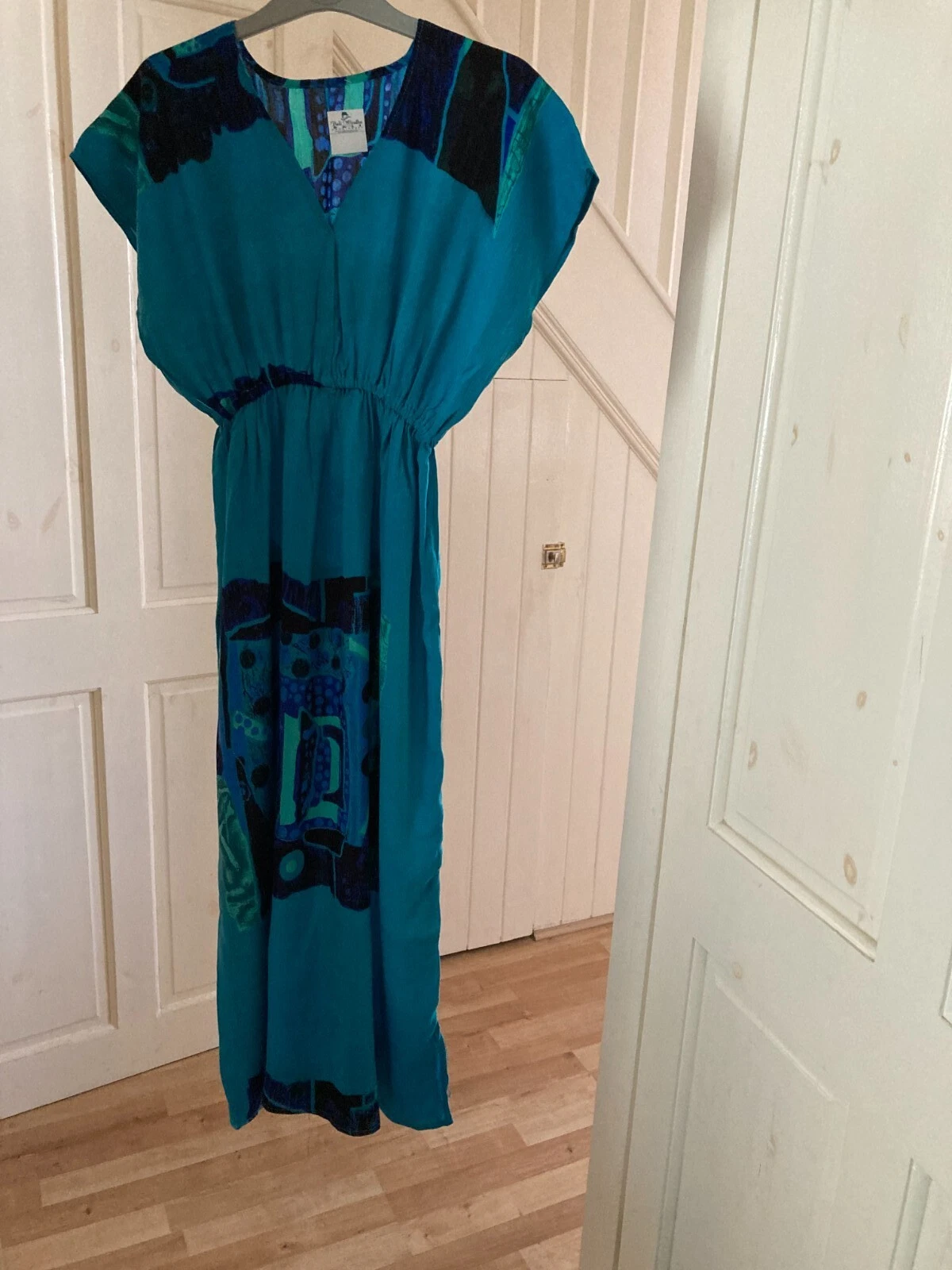 Short Sleeve Baggy Blue V Neck Midi Dress Holiday Beach Casual Loose Sundress 
Opens in a new window