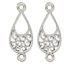 4 Antiqued Pewter 20x11mm Teardrop Chandelier Earring Connectors 