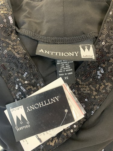 Anothony Originals Pant Set Extra Small Black Sequin Tunic Evening Women New B79 - 第 9/11 張圖片