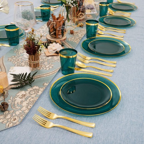 LIYH 180 PCS Clear Green Plastic Plates - St. Patricks Day Plates, Disposable... - Picture 7 of 7