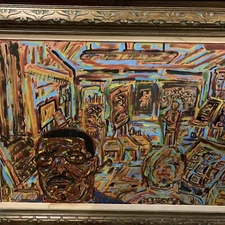 Detroit Artist Black Americana Surrealist Painting “Line Upon Line”  Acrylic