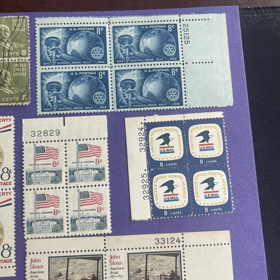 US 8 Cent 1932-1972, 11  Blocks Of 4 Stamps, See Photos - Image 3 of 4
