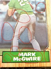 1987 TOPPS MARK MCGWIRE ERROR ROOKIE CARD #366 BLACK & WHITE DOTS EVERYWHERE!