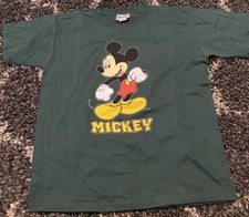 Vintage 90s Mickey Mouse T Shirt Size Youth Xl Made In USA Disney Green Amazing