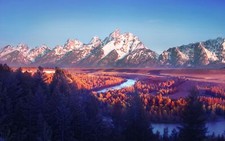 Landscape nature mountains forest river trees grand Custom Gaming Mat Desk