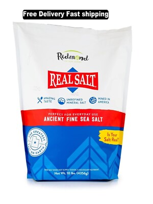 Redmond Real Salt 10 Lb Bag- Natural Unrefined Gluten Free, Fine Sea Salt, 10lb