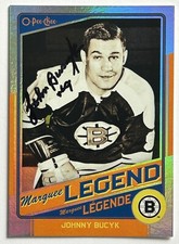 JOHNNY BUCYK SIGNED 12-13 O-PEE-CHEE MARQUEE LEGEND RAINBOW BRUINS CARD AUTO!!